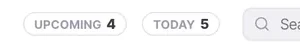 Upcoming and today, in the calendar header. Connect the calendar and these become real.