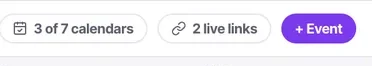 Live booking links, from the calendar header. Host assignment decides how much availability each one has.