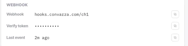 The channel webhook, its verify token, and when the last event arrived. That last row is the diagnostic.