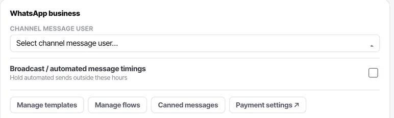 The WhatsApp-only card. If you are looking for templates on another channel, they do not exist there.