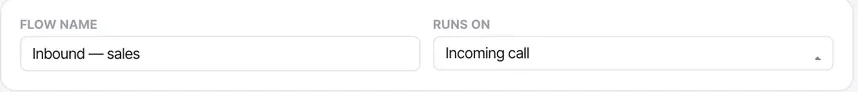 Flow name and Runs on. An inbound flow and an outbound overflow flow are different objects.