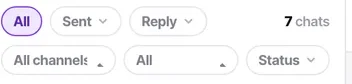 Status is the last control in the filter chain, after channel and assignee.